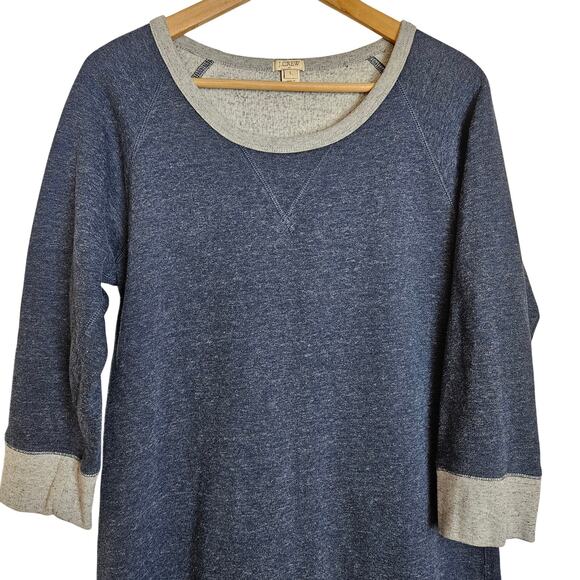 J. Crew Womens 3/4 Sleeve Fleece Cozy Casual Sweatshirt Shift Dress Size L - Picture 2 of 12